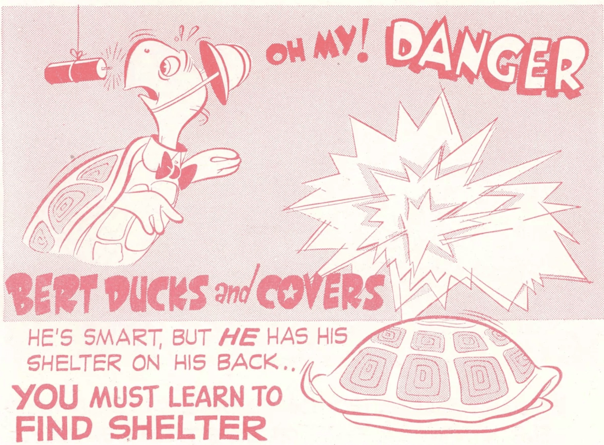 A Duck and Cover poster, featuring Bert the Turtle 